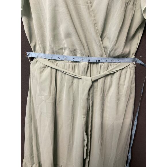 PrettyGarden Women's Sage Green Wrap Maxi Dress with Ruffle Sleeves, Size L - Picture 5 of 8